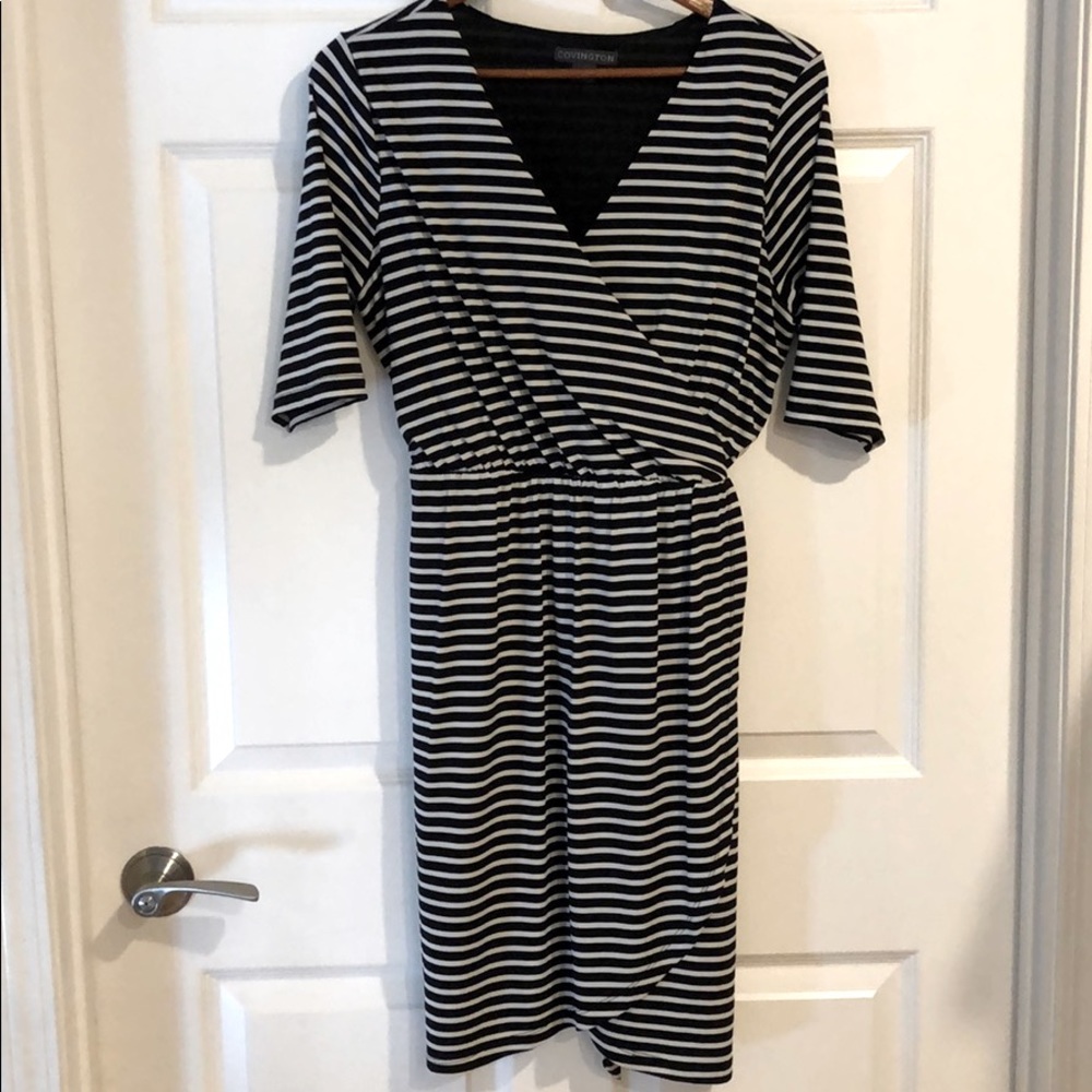 Black and white striped dress